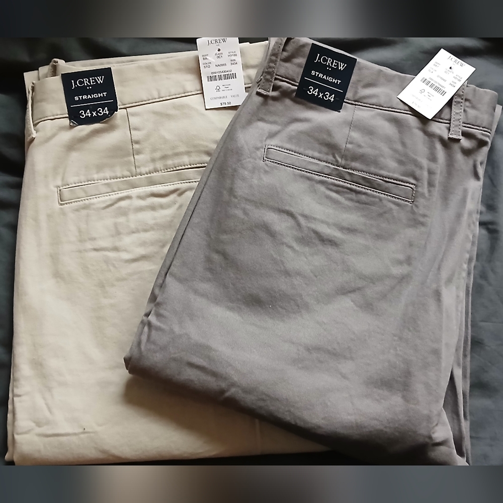 Two Pair, JCrew Factory, Straight Fit Chinos, Size 34x34, NWT